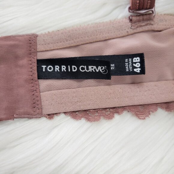 Torrid Curve Pink Lace Bra Size 46B Push Up Plunge Adjustable Women's Wired - Picture 6 of 10